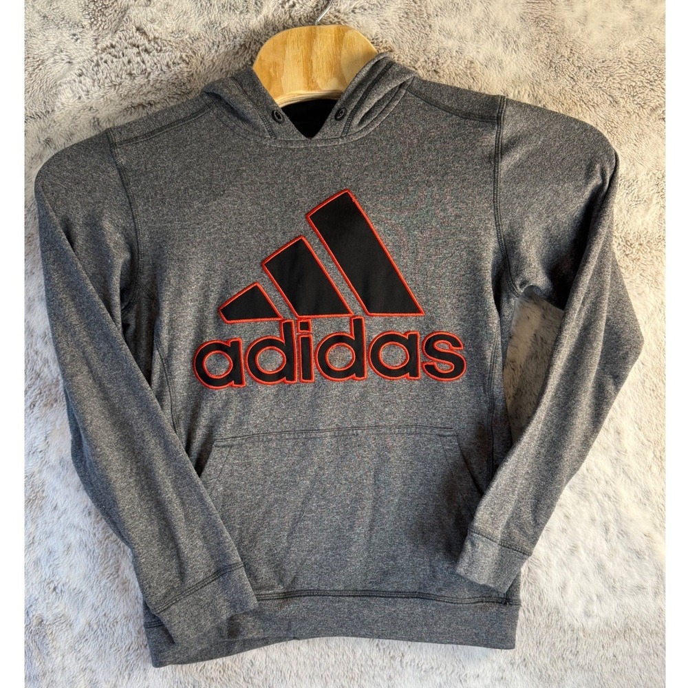 Adidas Gray Hoodie  Size‎ S Big Logo Athletic Hooded Sweatshirt